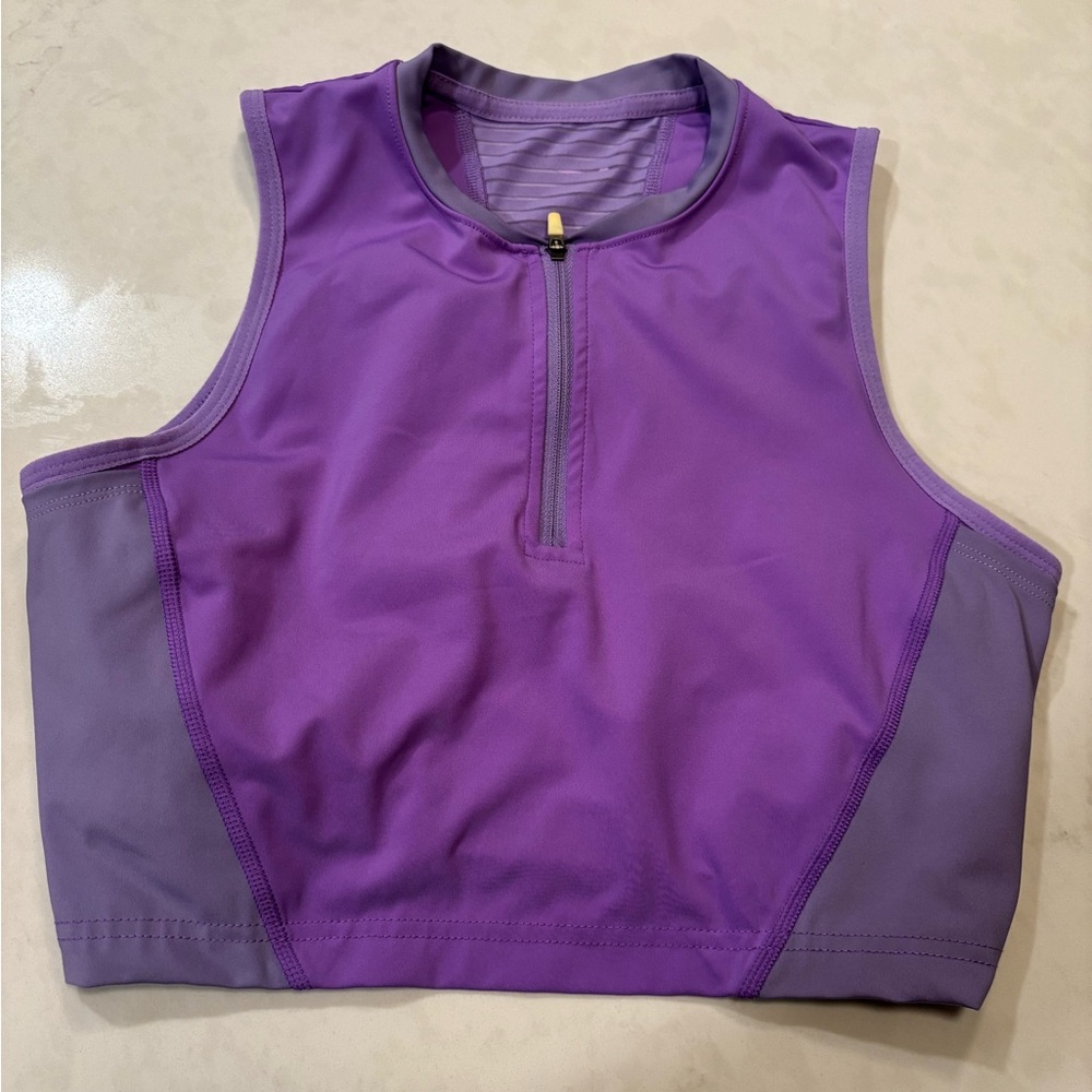 Purple Sleeveless Zip-Up active nike top